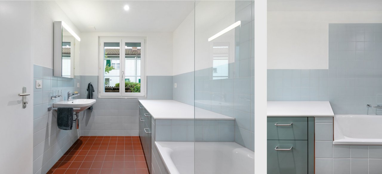 Badezimmer mit intergrierter Wickelkomode